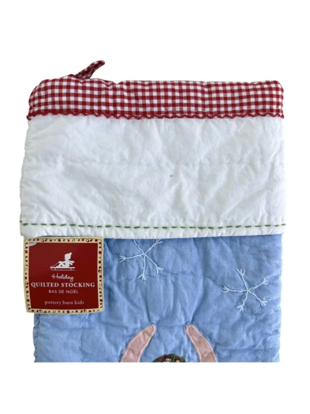 Pottery Barn Kids Quilted Christmas Stocking Ballerina Pink Dress Ballet Gingham